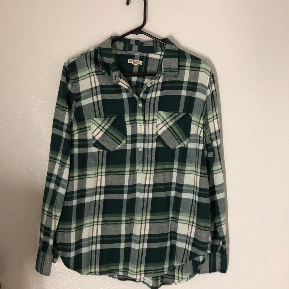 XXL green plaid long sleeve